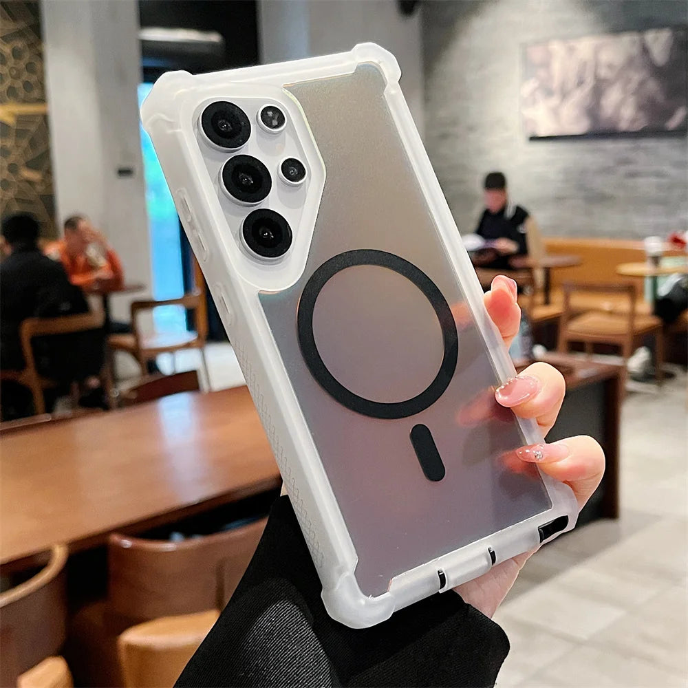 Luxury Magnetic Color-Changing Armor Case for Samsung Galaxy S25 Ultra/S24 Plus – Shockproof Dual-Layer MagSafe Cover