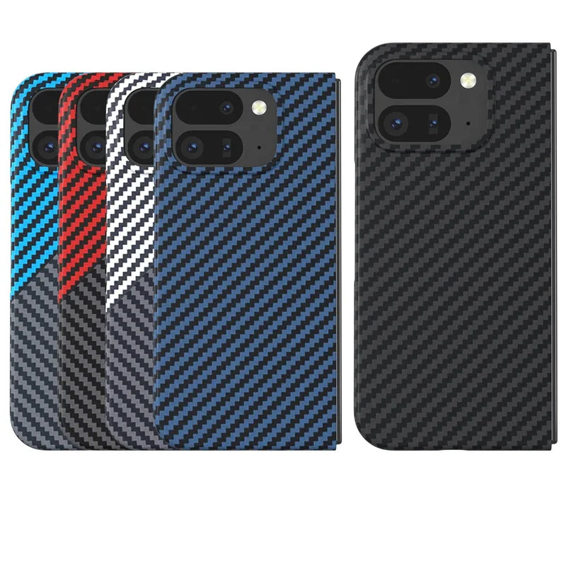 Carbon Fiber Pattern Folding Case Google Pixel 9 Pro Fold Ultra Thin Skin Frosted Shockproof Folding Protective Cover
