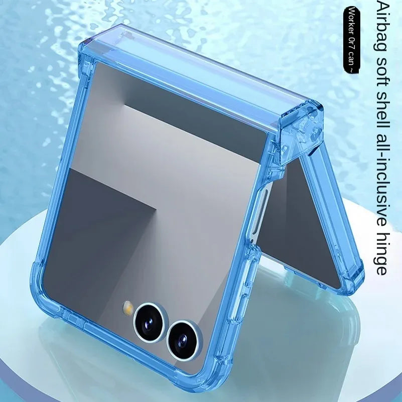 All-Inclusive Shockproof Case for Samsung Galaxy Z Flip 7/6/5/FE – Transparent Hinge Protective Cover with Anti-Drop Corners
