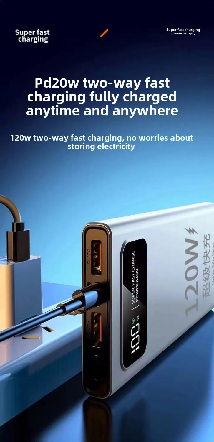 120W 20000mAh Portable Power Bank – Super Fast Charging High Capacity Mobile Charger for iPhone, Samsung, Huawei, Xiaomi