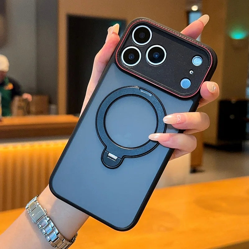 For IPhone 17 16 15 Pro Max AIR Case Luxury Ultra-thin Skin-Friendly Metal Magnetic Ring Holder Shockproof Protection Hard Case