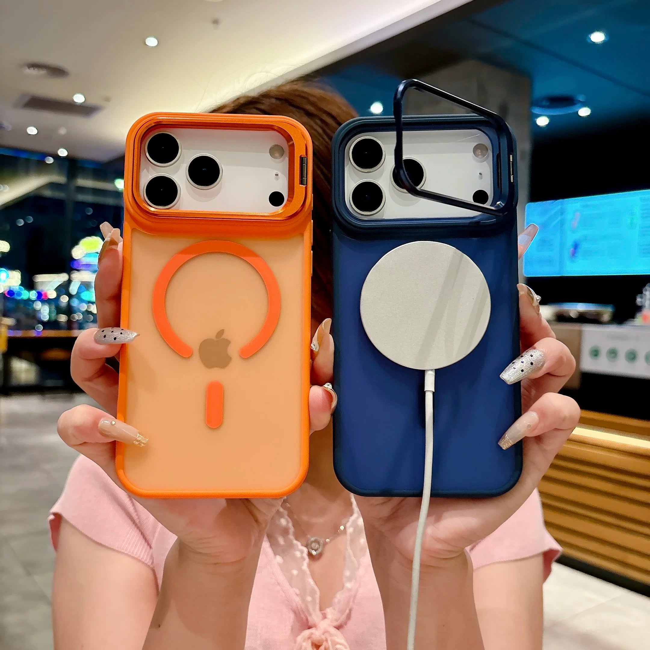 Frosted Matte Magnetic iPhone 17 Case – MagSafe Compatible with Metal Kickstand (17 / Pro / Pro Max / Air)