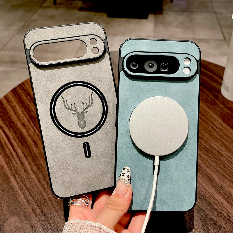 Vintage PU Leather Magnetic Case for Google Pixel 10/9/8/7 Pro XL & A-Series – Magsafe Wireless Charging Cover