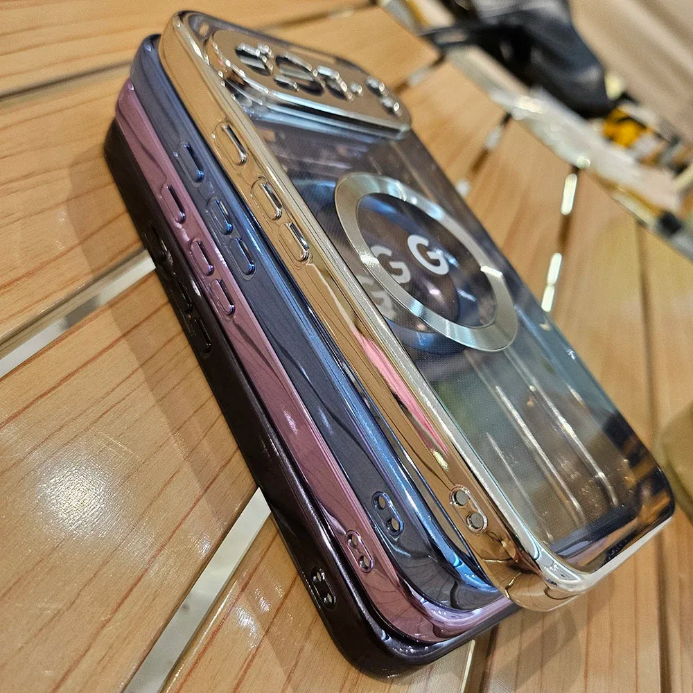 Clear Electroplating Magsafe Case for Google Pixel 10/9/8/7 Pro XL & A-Series – Shockproof Wireless Charging Cover