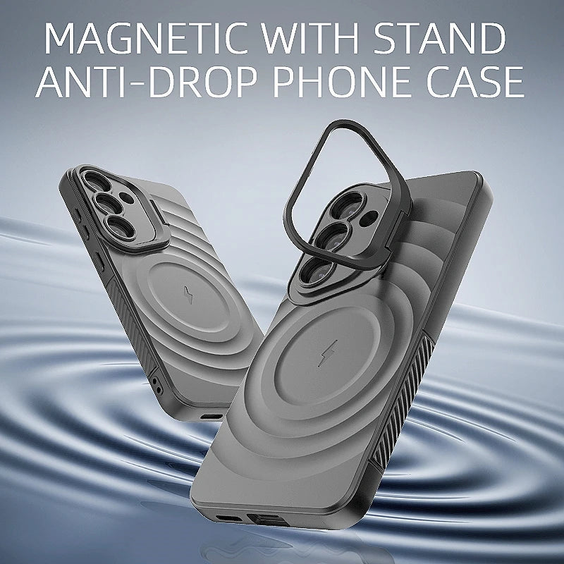 Magnetic Wireless Charging Case for Samsung Galaxy S25 Ultra/S25+ – Shockproof Protective Stand Cover
