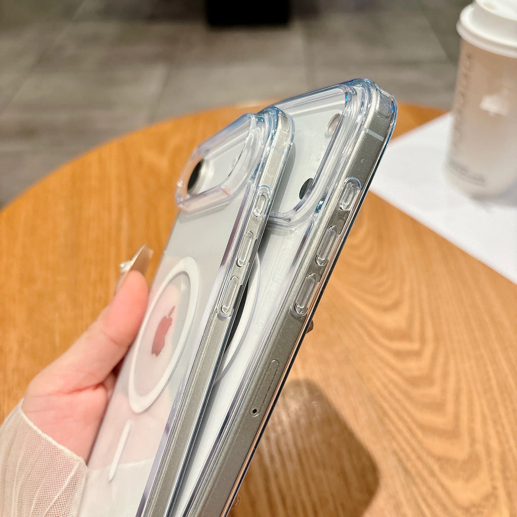 Original For Magsafe Magnetic Case For iPhone 17 Air 16 15 14 13 12 11 Pro Max Plus Mini 16E Wireless Charge Clear Arylic Cover