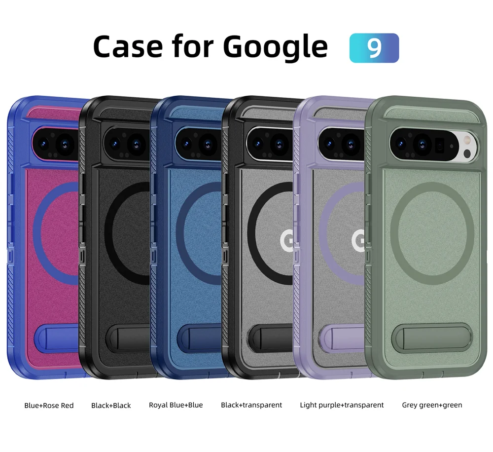 Luxury Magnetic Armor Stand Case for Google Pixel 9/8 Pro XL & 8A – Shockproof Military-Grade Protective Cover