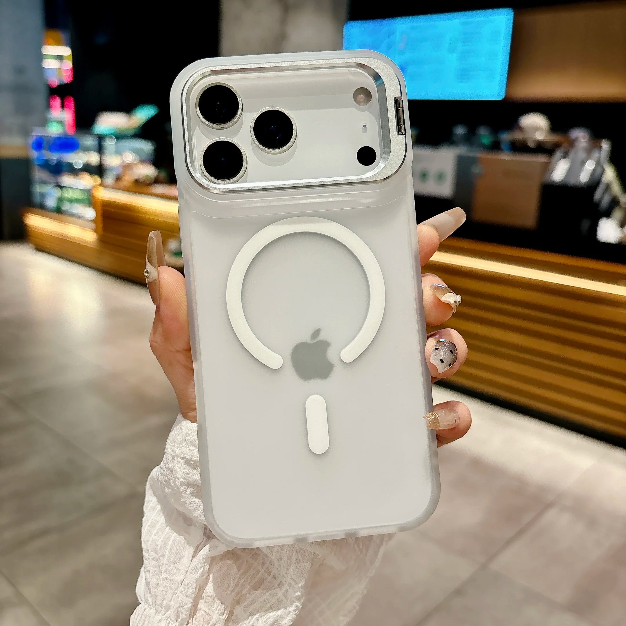 Frosted Matte Magnetic iPhone 17 Case – MagSafe Compatible with Metal Kickstand (17 / Pro / Pro Max / Air)