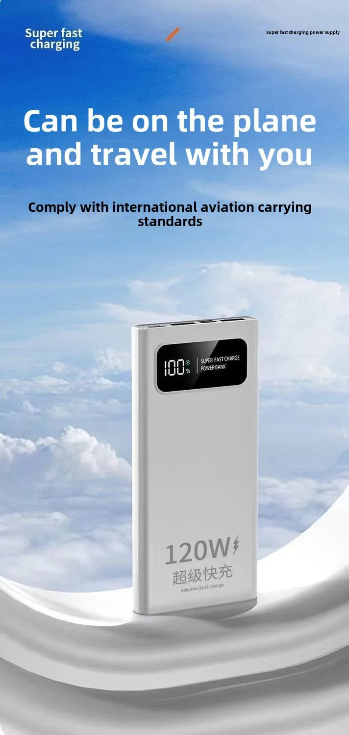 120W 20000mAh Portable Power Bank – Super Fast Charging High Capacity Mobile Charger for iPhone, Samsung, Huawei, Xiaomi