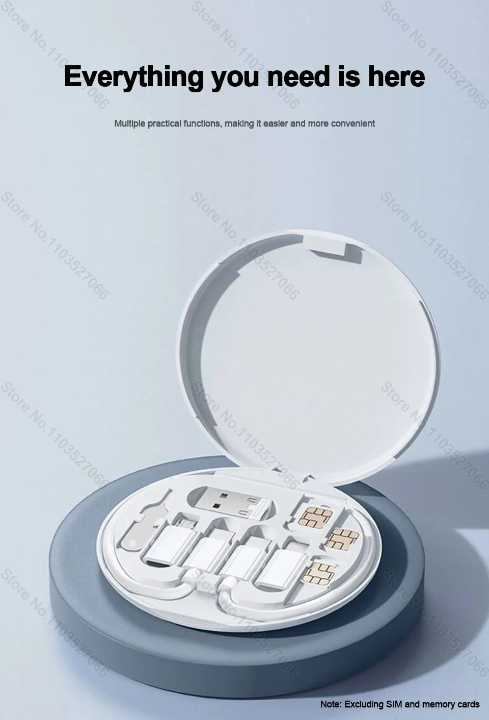 PD 60W Multifunctional USB Type C Data Cable Set Fast Charging For IPhone Xiaomi Charger Storage Box Adapter Card Pin Travel Box