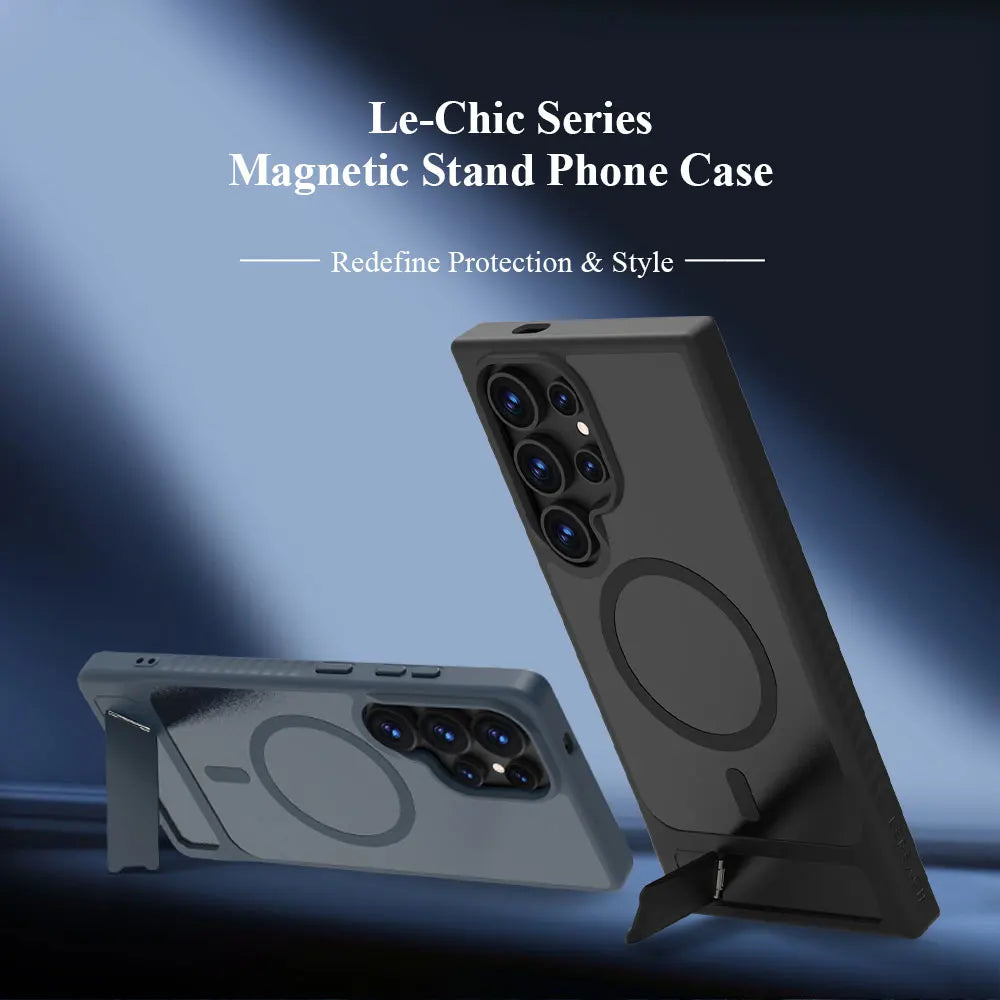 Lereach Magnetic Stand Case for Samsung Galaxy S25/S24 Series – Shockproof Drop Protection with Adjustable Kickstand
