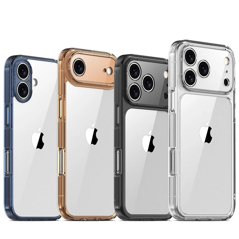 Clear Shockproof iPhone 17 Case – Full Camera Protection Slim PC + TPU Cover (17 / Air / Pro / Pro Max)