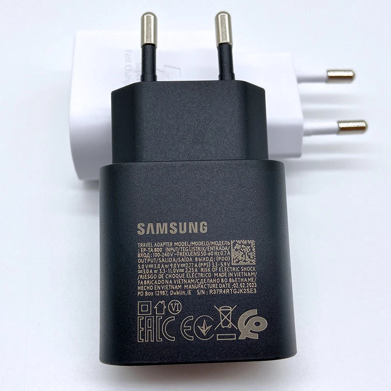 Samsung 25W Super Fast USB-C Charger Adapter for Galaxy S24/S23/S22/S21/S20, A54/A34, Z Flip & Fold Series