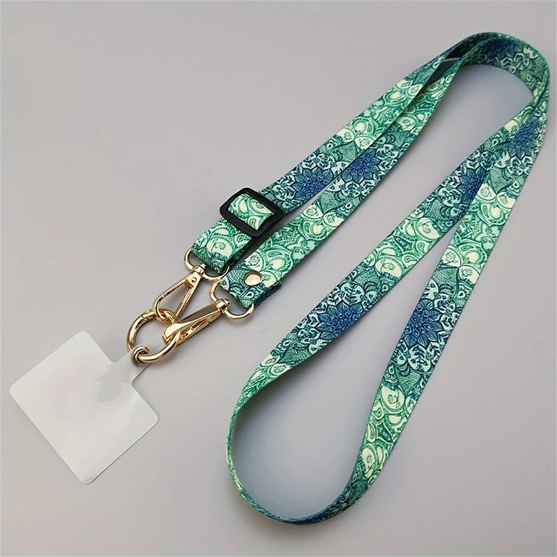 inted Crossbody Phone Lanyard – Adjustable Neck Strap with Gasket Clip, Anti-Lost Universal Holder