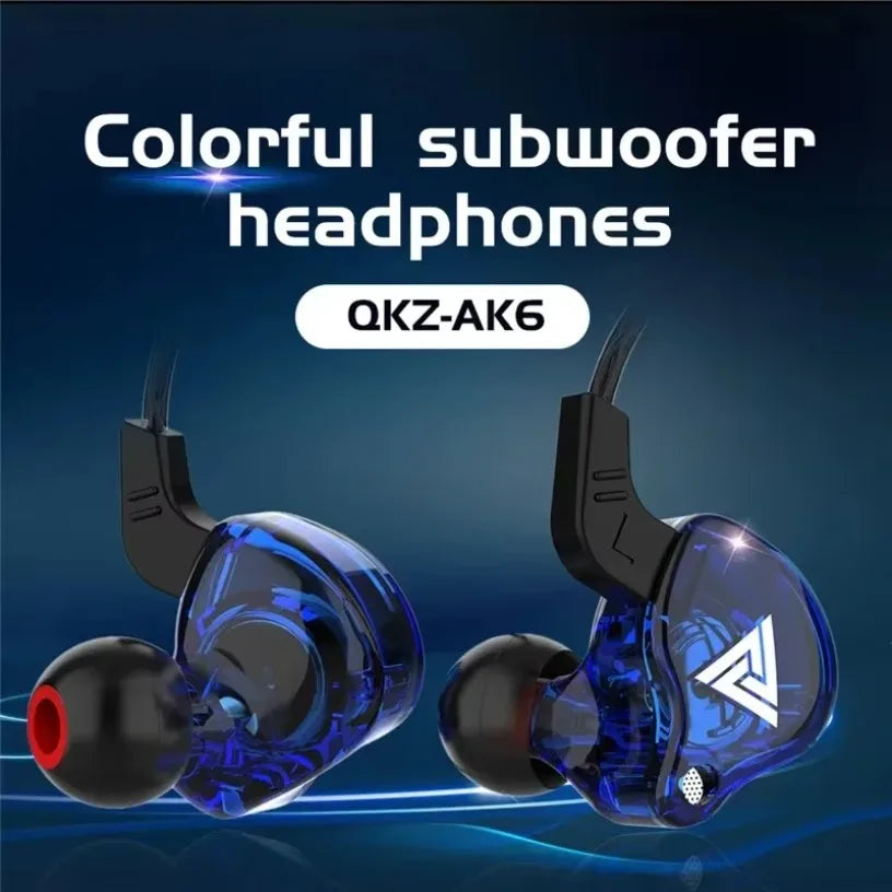 QKZ AK6 Sport In-Ear Headphones – 3.5mm Wired Stereo Earphones with Microphone for iPhone & Android