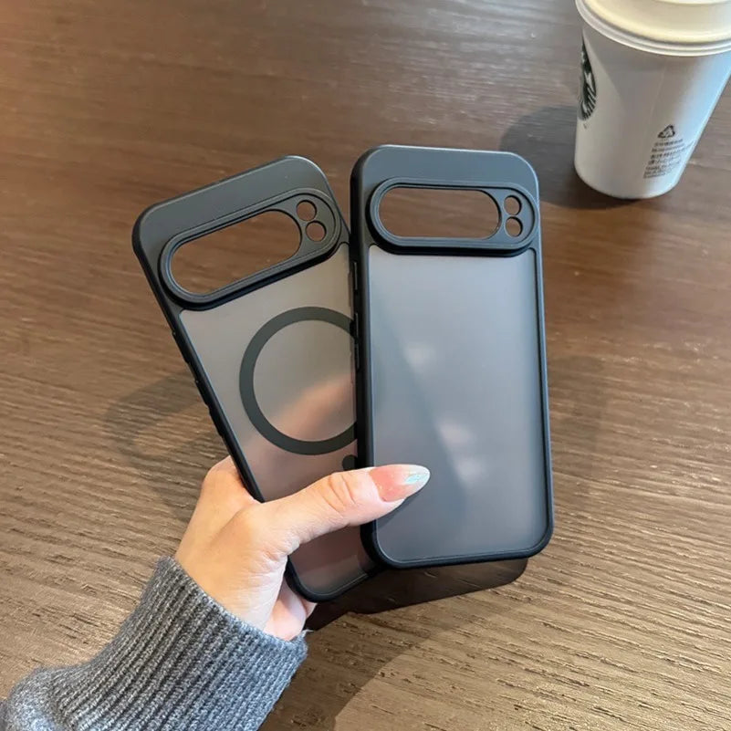 Slim Matte Carbon Fiber Magsafe Case for Google Pixel 10/9/9A/8A/8 Pro/Pro XL – Wireless Charging Armor Cover