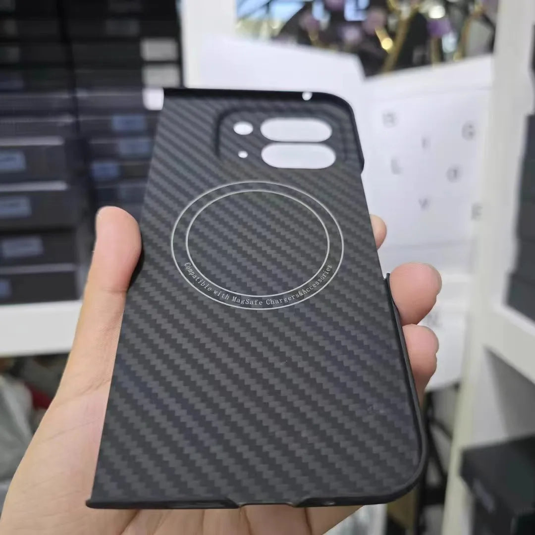 For google pixel 9 pro fold case aramid kevlar Carbon Fiber magsafe ultra thin premium fabric cover hard black matte magnetic