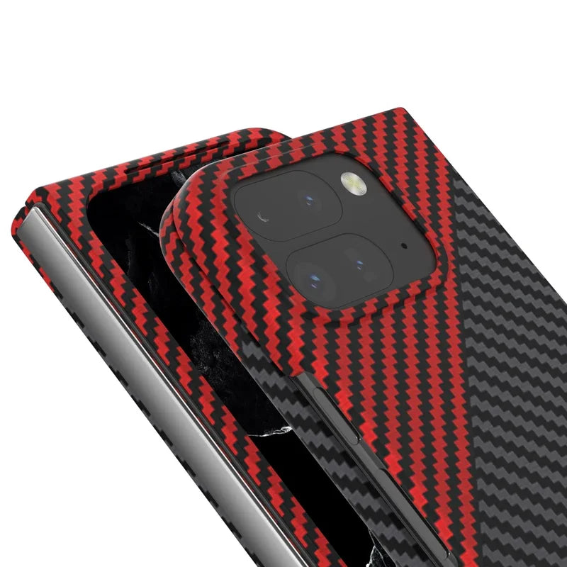 Carbon Fiber Pattern Folding Case Google Pixel 9 Pro Fold Ultra Thin Skin Frosted Shockproof Folding Protective Cover