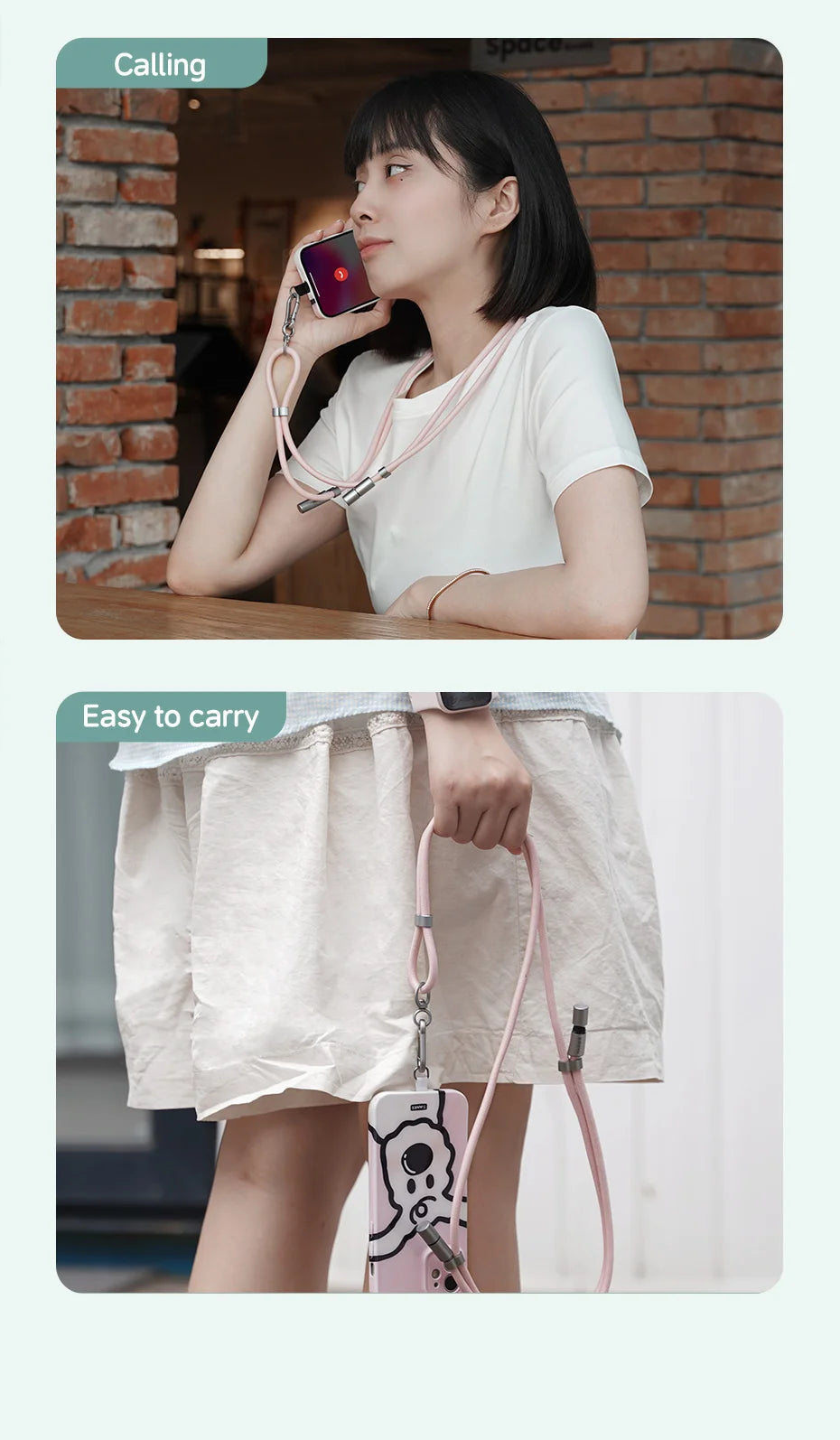 Hagibis Universal Phone Lanyard – 2-in-1 USB-C Charging Cable Strap (C-to-C / C-to-L) for iPhone 16/17 Pro Max & Most Phones