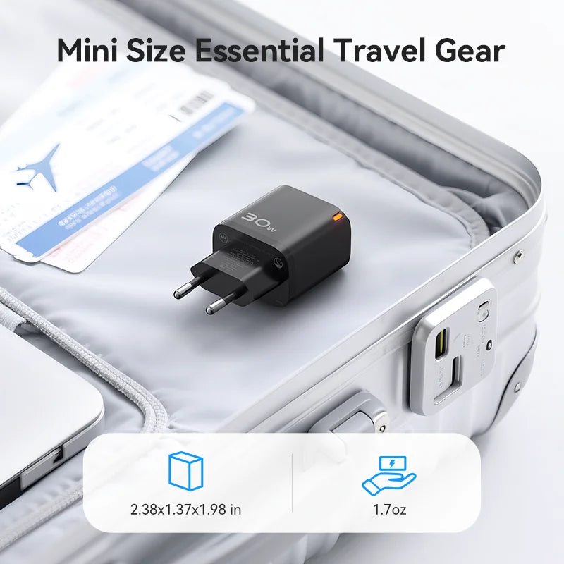 KUULAA 30W GaN USB-C Charger – PD 3.0 QC 4.0 Fast Wall Adapter for iPhone 17/16/15 Pro, Samsung S25, Xiaomi & iPad