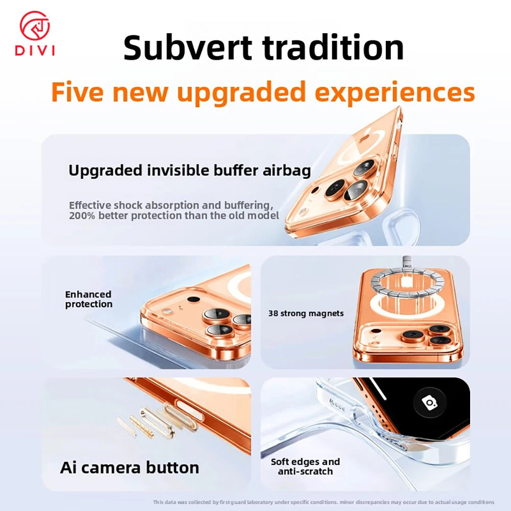 DIVI Magnetic Case for iPhone 17 Pro Max Slim Thin Wireless Charging Magnetic for Magsafe Case Clear Cover Anti-Yellowing