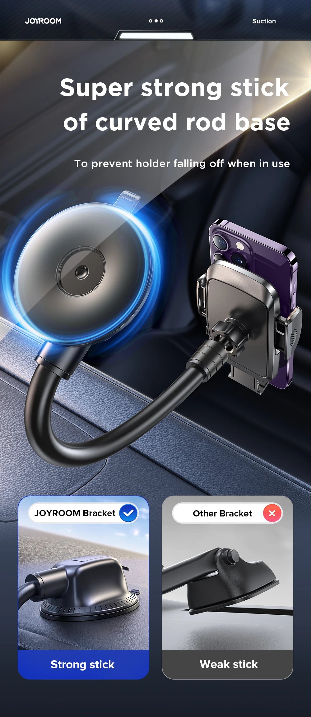 Dashboard Car Phone Holder – 360° Adjustable Mount with 9in Flexible Long Arm (Windshield & Air Vent Compatible)