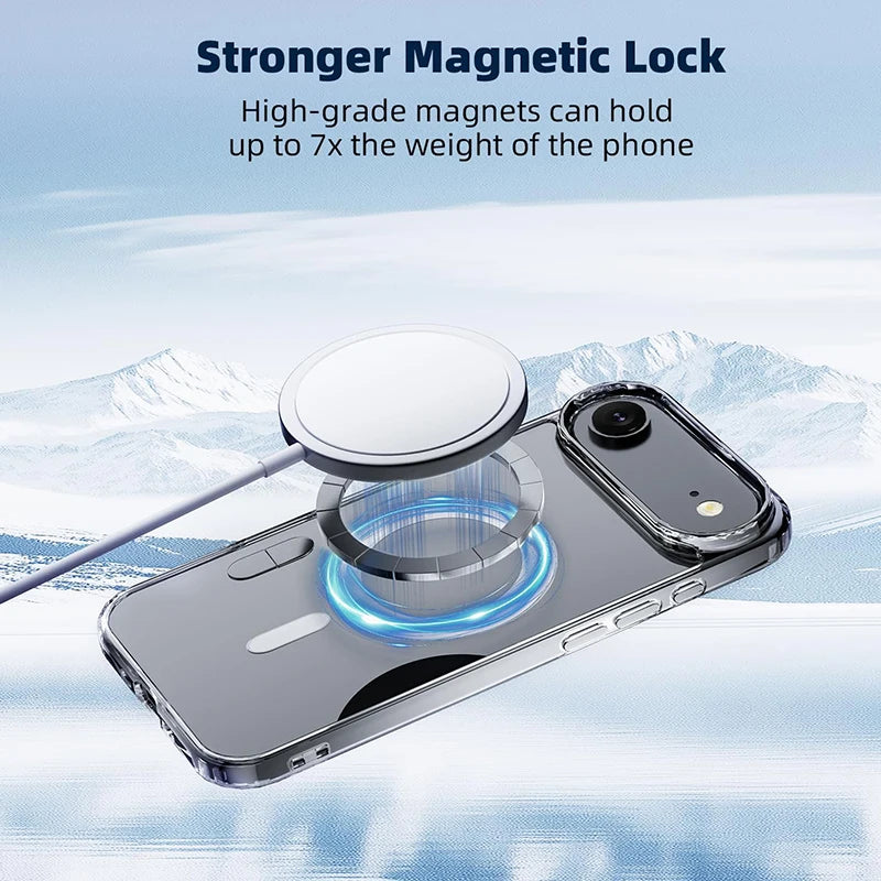 Luxury Magnetic Magsafe Case For iPhone 17Air 16E 15 14 13 12 11 Pro Max Plus Hybrid Hard Acrylic Cover Transparent Shell Coque