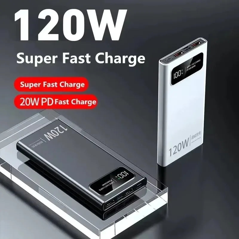 120W 20000mAh Portable Power Bank – Super Fast Charging High Capacity Mobile Charger for iPhone, Samsung, Huawei, Xiaomi