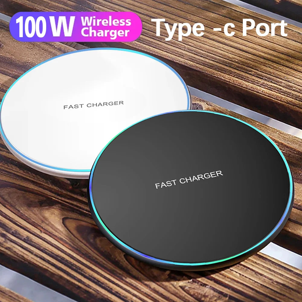 100W Fast Wireless Charger Pad for iPhone 15/14/13/12/11 Pro Max, Samsung Galaxy S24/S23/S22/S20 & Xiaomi – Charging Station