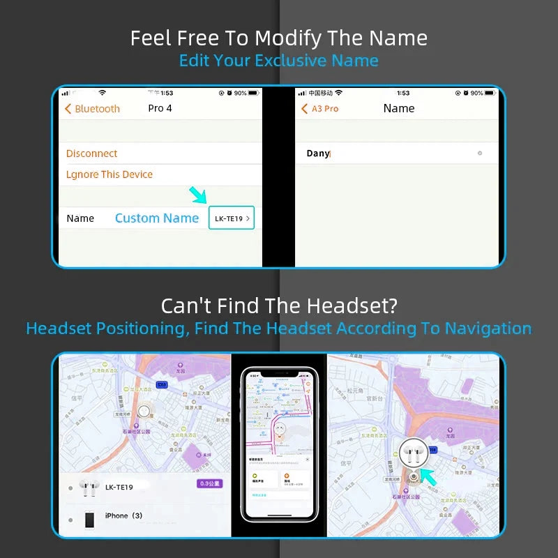 Airs Pro TWS Wireless Earbuds with Siri Pop-Up Window – Bluetooth Earphones with Touch Control, Waterproof & Positioning for iOS