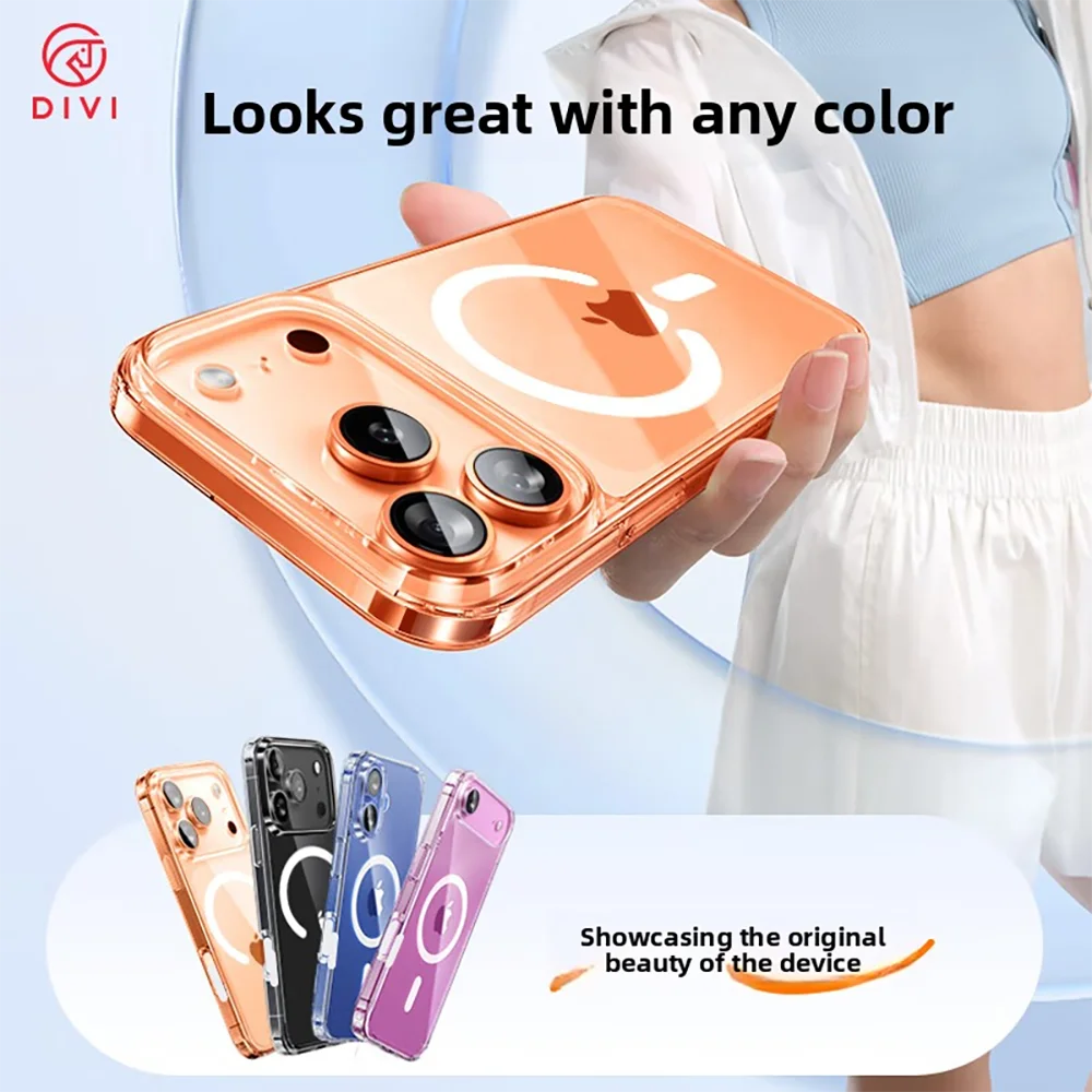 DIVI Magnetic Case for iPhone 17 Pro Max Slim Thin Wireless Charging Magnetic for Magsafe Case Clear Cover Anti-Yellowing