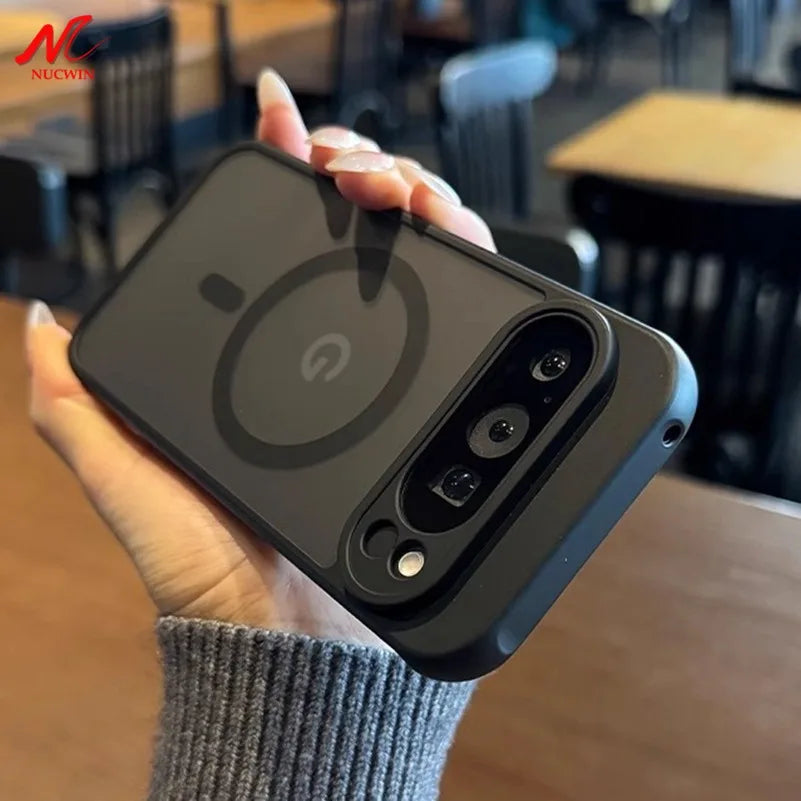 Slim Matte Carbon Fiber Magsafe Case for Google Pixel 10/9/9A/8A/8 Pro/Pro XL – Wireless Charging Armor Cover