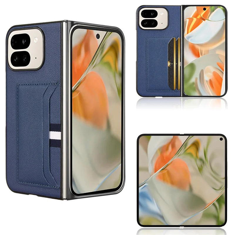 For Google Pixel 9 Pro Fold Case Luxury PU Leather Card Slots Hard Back Cover For Google Pixel 9 Pro Fold Phone Case