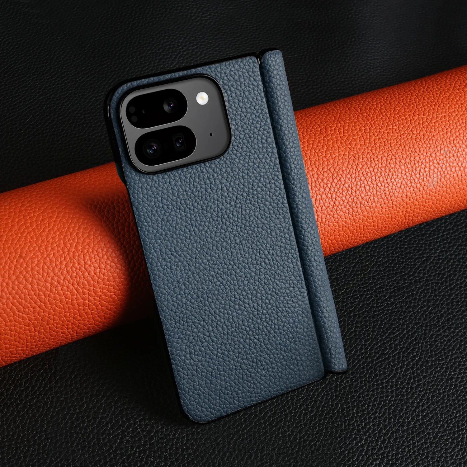 For Google Pixel 9 Pro Fold Case Genuine Leather Cover Pixel 9Pro Fold Capa Protective Etui Back Coque Carcasa without front