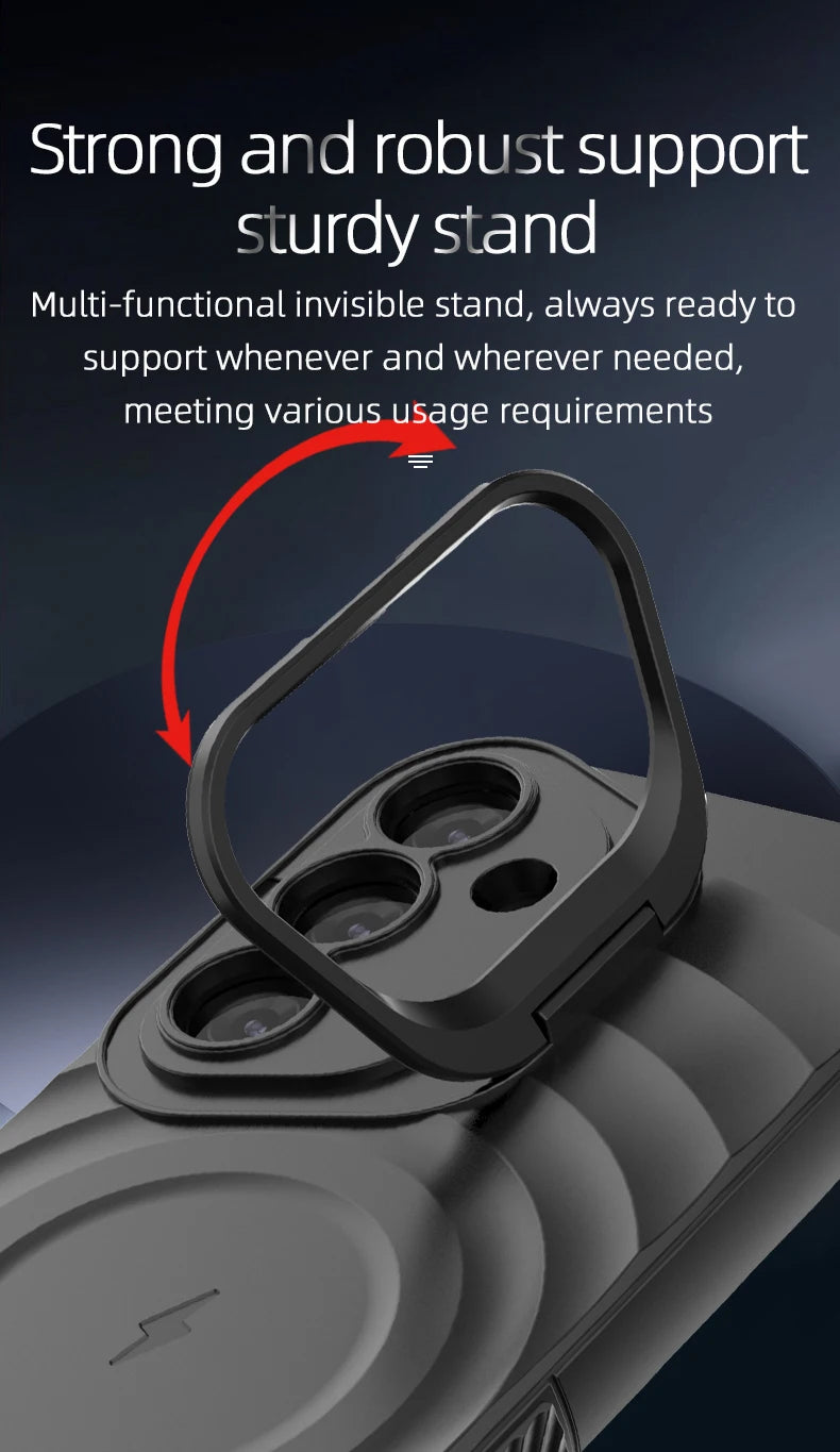 Magnetic Wireless Charging Case for Samsung Galaxy S25 Ultra/S25+ – Shockproof Protective Stand Cover