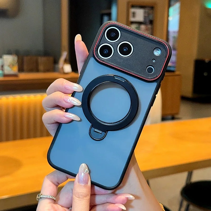 For IPhone 17 16 15 Pro Max AIR Case Luxury Ultra-thin Skin-Friendly Metal Magnetic Ring Holder Shockproof Protection Hard Case