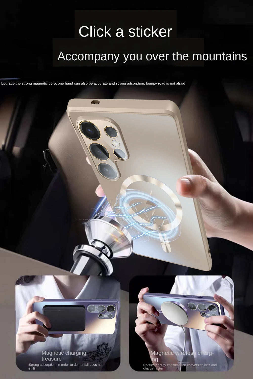 Ultra-Thin Matte Magnetic Case for Samsung Galaxy S25/S24/S23 Ultra & Plus – MagSafe Shockproof Cover with Glass Lens Protector