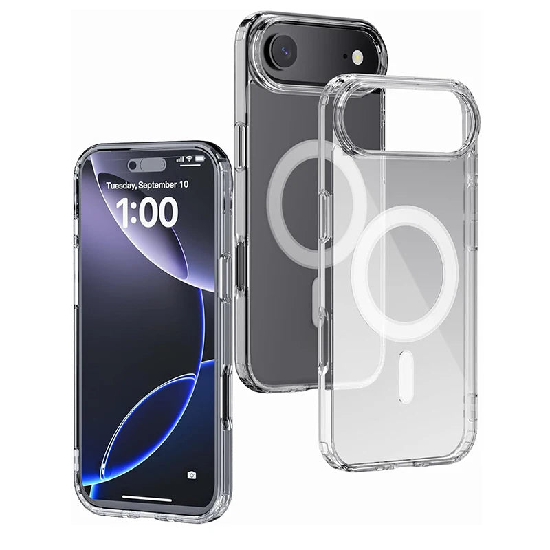 Luxury Magnetic Magsafe Case For iPhone 17Air 16E 15 14 13 12 11 Pro Max Plus Hybrid Hard Acrylic Cover Transparent Shell Coque