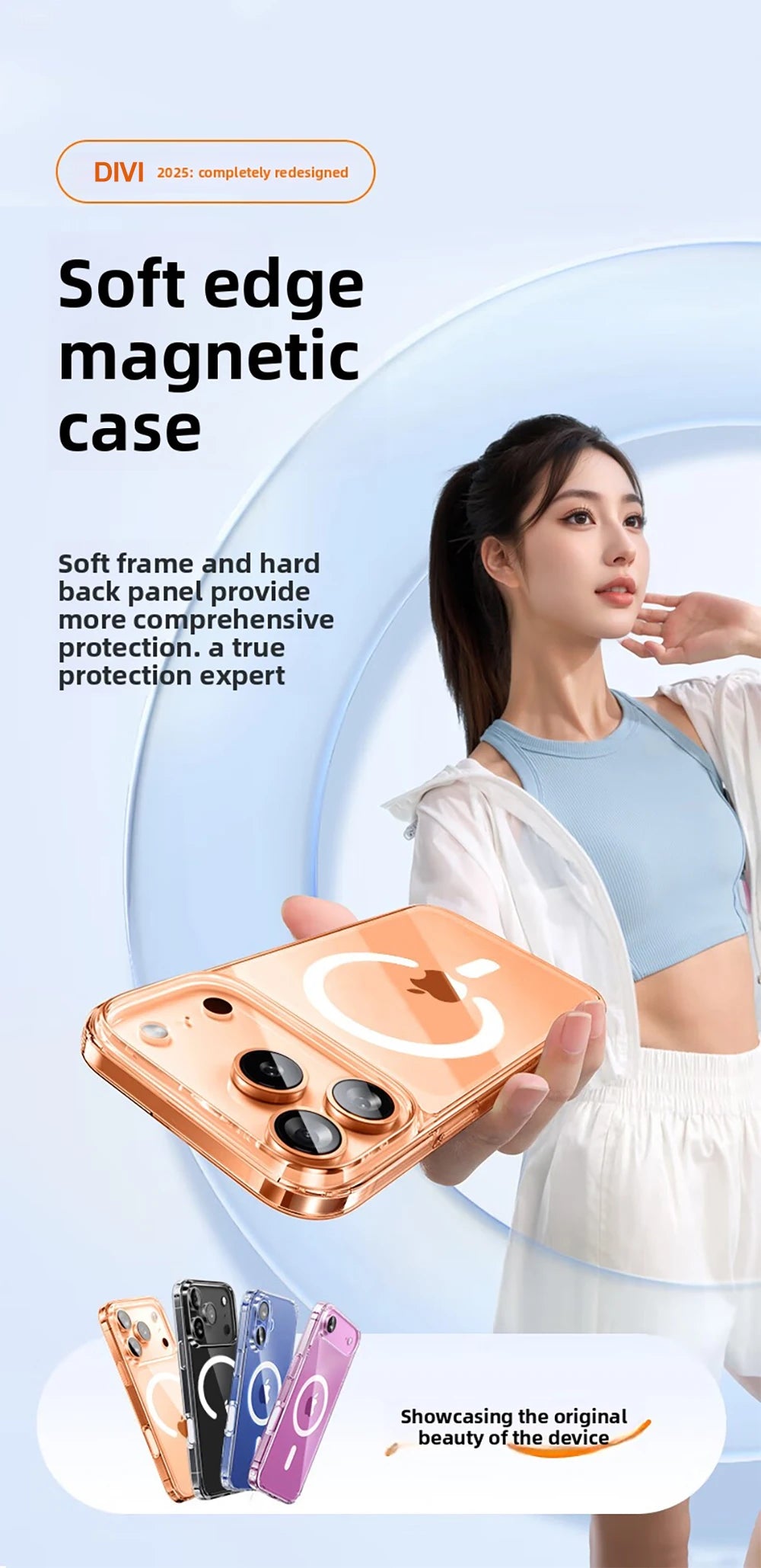 DIVI Magnetic Case for iPhone 17 Pro Max Slim Thin Wireless Charging Magnetic for Magsafe Case Clear Cover Anti-Yellowing