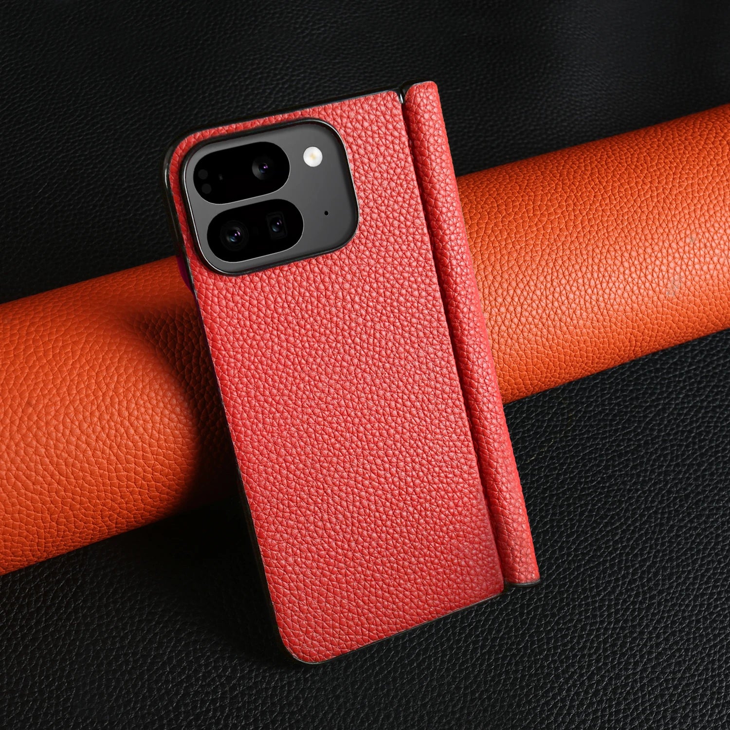 For Google Pixel 9 Pro Fold Case Genuine Leather Cover Pixel 9Pro Fold Capa Protective Etui Back Coque Carcasa without front