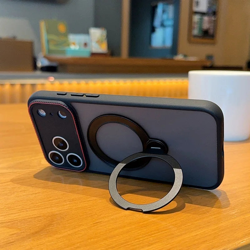 For IPhone 17 16 15 Pro Max AIR Case Luxury Ultra-thin Skin-Friendly Metal Magnetic Ring Holder Shockproof Protection Hard Case