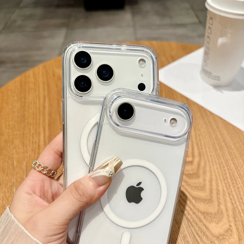 Original For Magsafe Magnetic Case For iPhone 17 Air 16 15 14 13 12 11 Pro Max Plus Mini 16E Wireless Charge Clear Arylic Cover