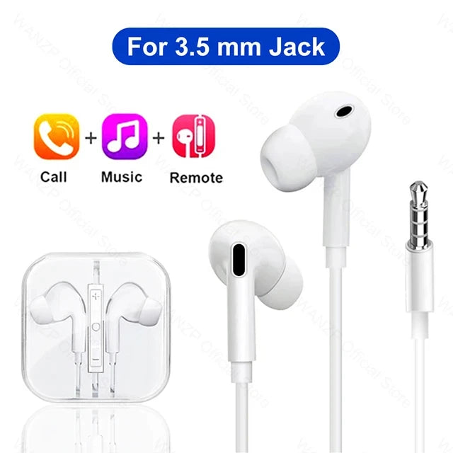 3.5mm Wired Earbuds – Stereo In-Ear Headphones with Mic for iPhone, iPad, Laptops & Tablets