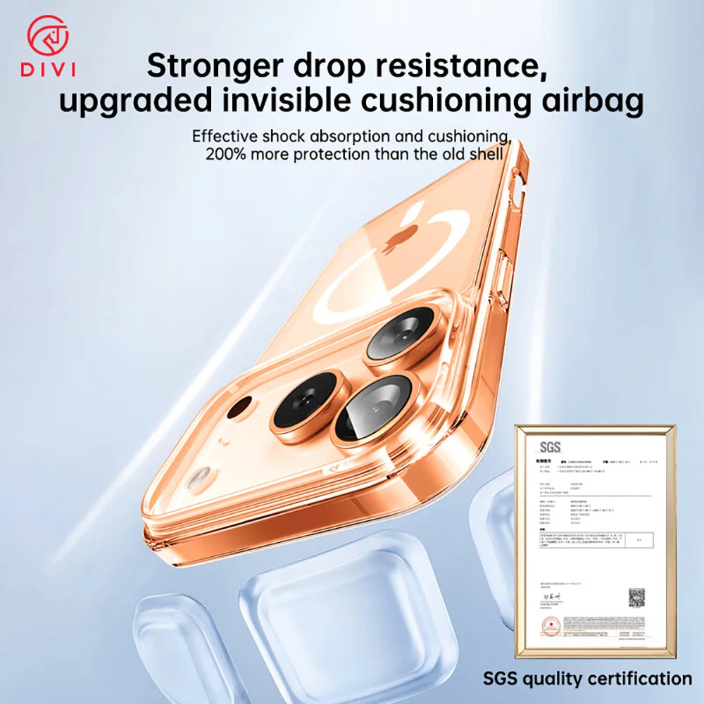 DIVI Magnetic Case for iPhone 17 Pro Max Slim Thin Wireless Charging Magnetic for Magsafe Case Clear Cover Anti-Yellowing