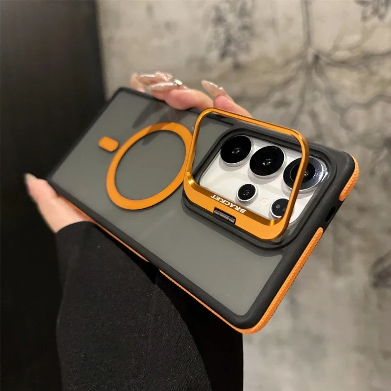 MagSafe Magnetic Stand Case with Metal Lens Protection for Samsung Galaxy S25/S24/S23/S22 Ultra & Plus – Shockproof Bumper Cover