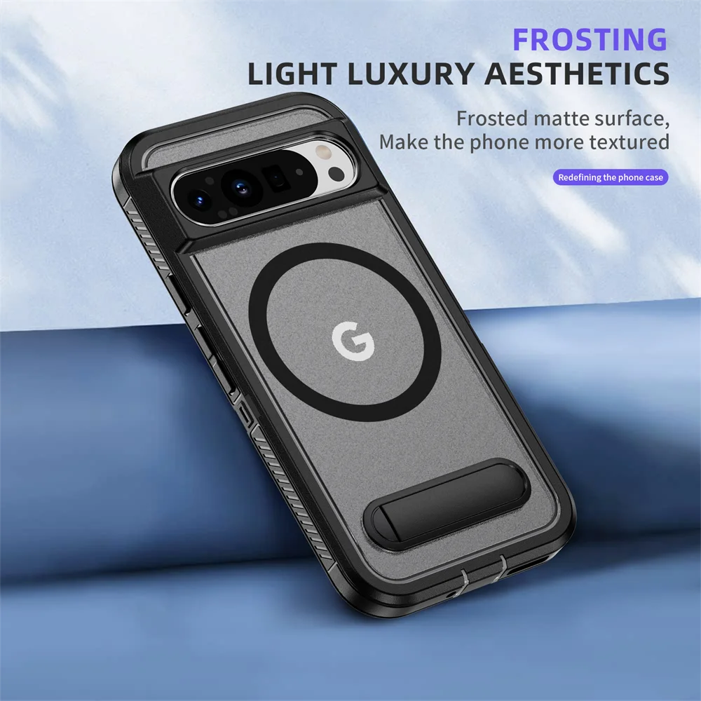 Luxury Magnetic Armor Stand Case for Google Pixel 9/8 Pro XL & 8A – Shockproof Military-Grade Protective Cover
