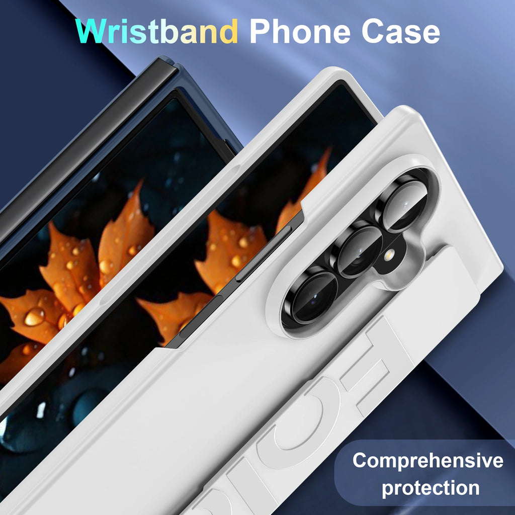 Luxury Ultra-Thin Matte Wrist Strap Case for Samsung Galaxy Z Fold 7/6/5/4/3 – Shockproof Silicone Hard Back Cover