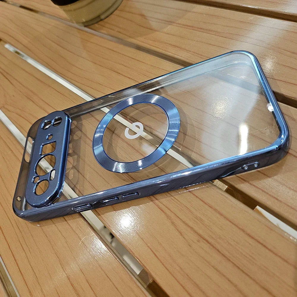 Clear Electroplating Magsafe Case for Google Pixel 10/9/8/7 Pro XL & A-Series – Shockproof Wireless Charging Cover