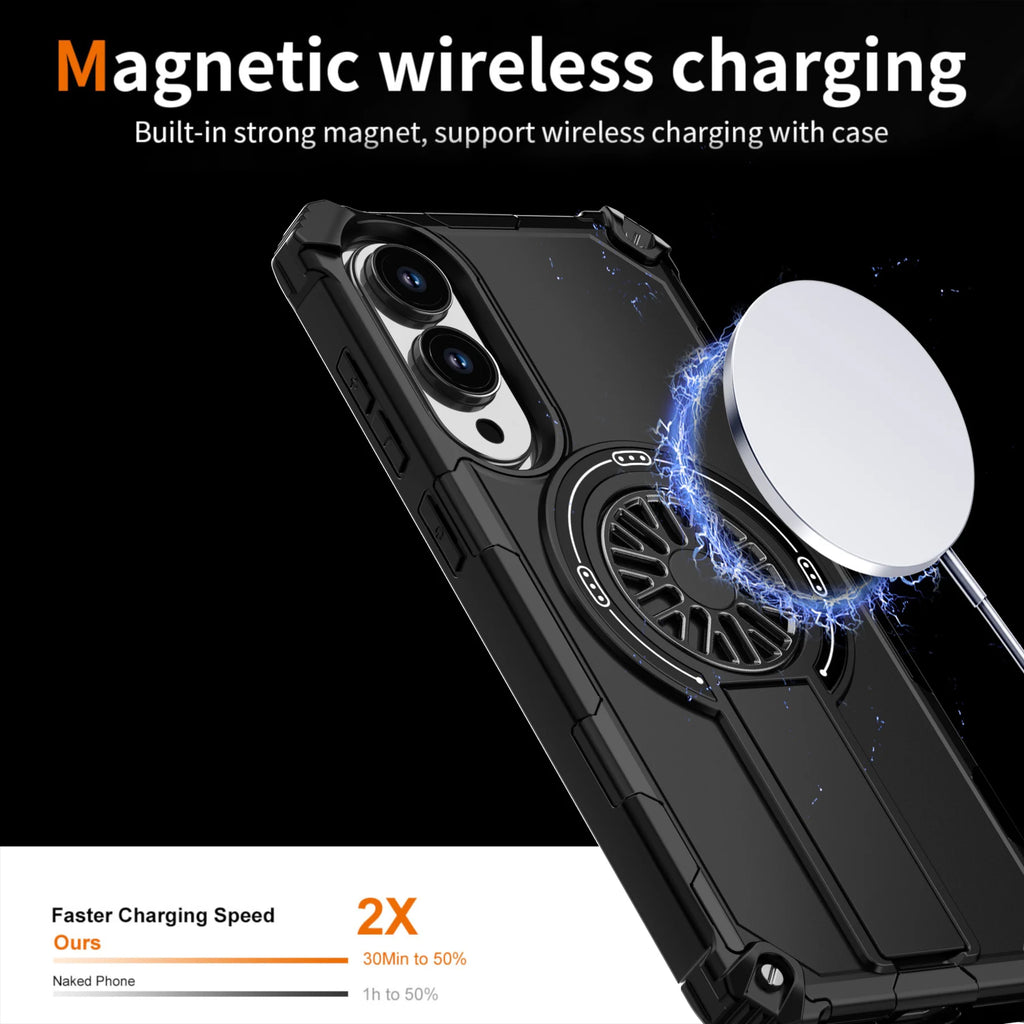 Armor Magnetic Case for Samsung Galaxy S25/S24 Ultra/Plus/FE & A56–A06 – Shockproof Wireless Charging Cover