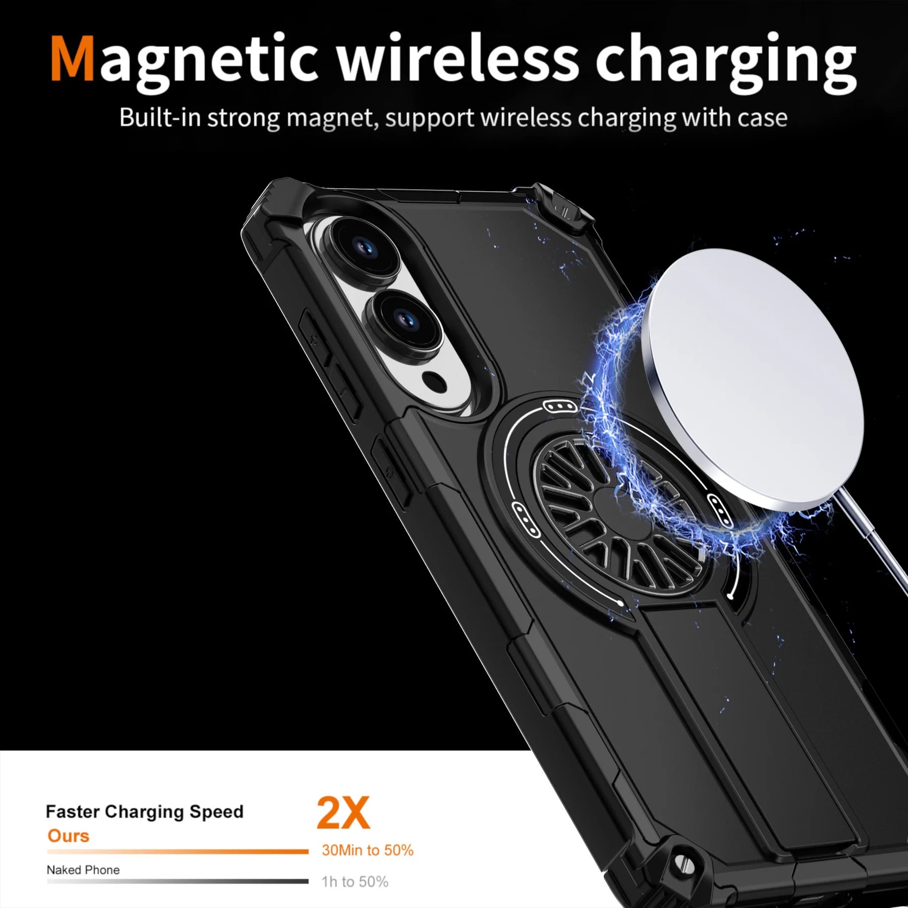 Armor Magnetic Case for Samsung Galaxy S25/S24 Ultra/Plus/FE & A56–A06 – Shockproof Wireless Charging Cover